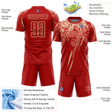 Custom Red Cream Splash Sports Sublimation Soccer Uniform Jersey