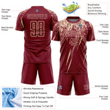 Custom Crimson Cream Splash Sports Sublimation Soccer Uniform Jersey