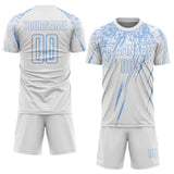 Custom White Light Blue Splash Sports Sublimation Soccer Uniform Jersey