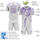 Custom White Purple Splash Sports Sublimation Soccer Uniform Jersey