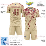 Custom Cream Crimson Splash Sports Sublimation Soccer Uniform Jersey