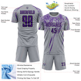 Custom Gray Purple-Black Splash Sports Sublimation Soccer Uniform Jersey
