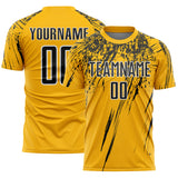 Custom Gold Black-White Splash Sports Sublimation Soccer Uniform Jersey