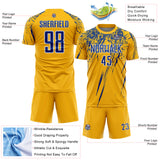 Custom Gold Royal-White Splash Sports Sublimation Soccer Uniform Jersey