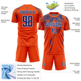 Custom Orange Royal-White Splash Sports Sublimation Soccer Uniform Jersey