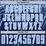 Custom Navy Light Blue-White Splash Sports Sublimation Soccer Uniform Jersey