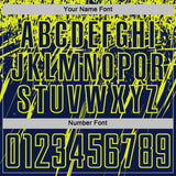 Custom Navy Neon Yellow Splash Sports Sublimation Soccer Uniform Jersey