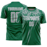 Custom Kelly Green Gray-White Splash Sports Sublimation Soccer Uniform Jersey