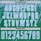 Custom Kelly Green Light Blue-White Splash Sports Sublimation Soccer Uniform Jersey