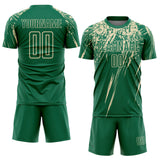 Custom Kelly Green Cream Splash Sports Sublimation Soccer Uniform Jersey