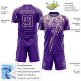Custom Purple Cream Splash Sports Sublimation Soccer Uniform Jersey