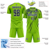 Custom Neon Green Navy-White Splash Sports Sublimation Soccer Uniform Jersey