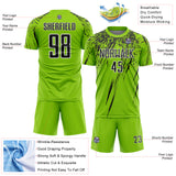 Custom Neon Green Black-White Splash Sports Sublimation Soccer Uniform Jersey