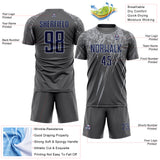 Custom Steel Gray Navy-Gray Splash Sports Sublimation Soccer Uniform Jersey