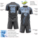 Custom Steel Gray Light Blue-White Splash Sports Sublimation Soccer Uniform Jersey