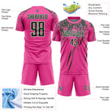 Custom Pink Green-White Splash Sports Sublimation Soccer Uniform Jersey