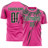 Custom Pink Green-White Splash Sports Sublimation Soccer Uniform Jersey