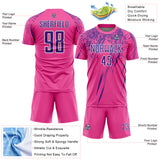 Custom Pink Purple-White Splash Sports Sublimation Soccer Uniform Jersey
