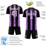Custom Black White-Purple Stripes Sports Sublimation Soccer Uniform Jersey