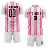 Custom White Black-Pink Stripes Sports Sublimation Soccer Uniform Jersey