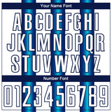 Custom White Blue-Navy Stripes Sports Sublimation Soccer Uniform Jersey