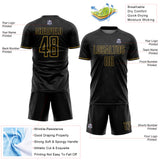 Custom Black Steel Gray-Old Gold Subtle Pattern Sports Sublimation Soccer Uniform Jersey