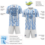 Custom White Light Blue-Black Argentina Splatter Pattern Sports Sublimation Soccer Uniform Jersey