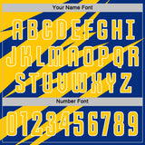 Custom Yellow Royal-White Abstract Line Sports Sublimation Soccer Uniform Jersey
