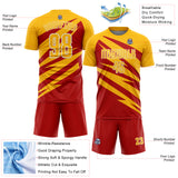 Custom Gold Red-White Abstract Line Sports Sublimation Soccer Uniform Jersey