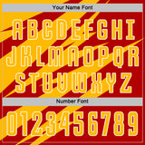 Custom Gold Red-White Abstract Line Sports Sublimation Soccer Uniform Jersey