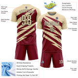 Custom Cream Crimson-Black Abstract Line Sports Sublimation Soccer Uniform Jersey