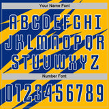 Custom Royal Gold-White Abstract Line Sports Sublimation Soccer Uniform Jersey