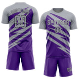 Custom Gray Purple-Black Abstract Line Sports Sublimation Soccer Uniform Jersey