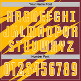 Custom Gold Burgundy-White Abstract Line Sports Sublimation Soccer Uniform Jersey