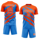 Custom Orange Powder Blue-White Abstract Line Sports Sublimation Soccer Uniform Jersey