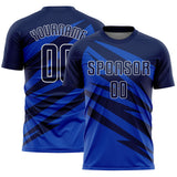 Custom Navy Thunder Blue-White Abstract Line Sports Sublimation Soccer Uniform Jersey