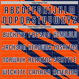 Custom Navy Orange-White Abstract Line Sports Sublimation Soccer Uniform Jersey