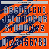 Custom Navy Orange-White Abstract Line Sports Sublimation Soccer Uniform Jersey