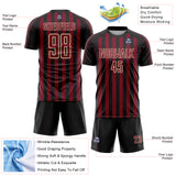 Custom Black Crimson-Cream Stripe Sports Sublimation Soccer Uniform Jersey