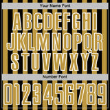 Custom Black Old Gold-White Stripe Sports Sublimation Soccer Uniform Jersey