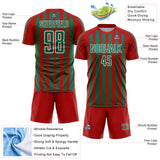Custom Red Kelly Green-White Stripe Sports Sublimation Soccer Uniform Jersey