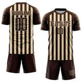 Custom Brown Cream Stripe Sports Sublimation Soccer Uniform Jersey