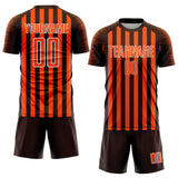Custom Brown Orange-White Stripe Sports Sublimation Soccer Uniform Jersey