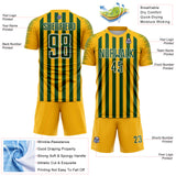 Custom Gold Green-White Stripe Sports Sublimation Soccer Uniform Jersey