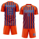 Custom Orange Royal-White Stripe Sports Sublimation Soccer Uniform Jersey