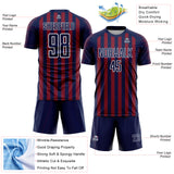 Custom Navy Crimson-White Stripe Sports Sublimation Soccer Uniform Jersey