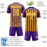 Custom Purple Gold-White Stripe Sports Sublimation Soccer Uniform Jersey