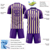 Custom Purple Cream Stripe Sports Sublimation Soccer Uniform Jersey