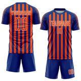 Custom Royal Orange-White Stripe Sports Sublimation Soccer Uniform Jersey