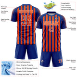 Custom Royal Orange-White Stripe Sports Sublimation Soccer Uniform Jersey